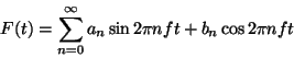 \begin{displaymath}
F(t) = \sum_{n=0}^\infty a_n \sin2\pi nft + b_n \cos 2\pi nft
\end{displaymath}